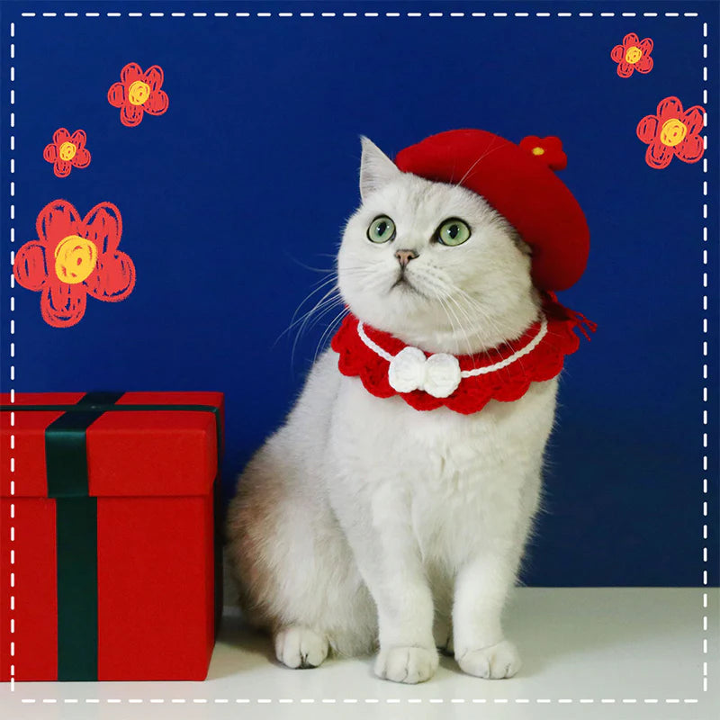 Astraltail Christmas Stylish Floral Cat Beret