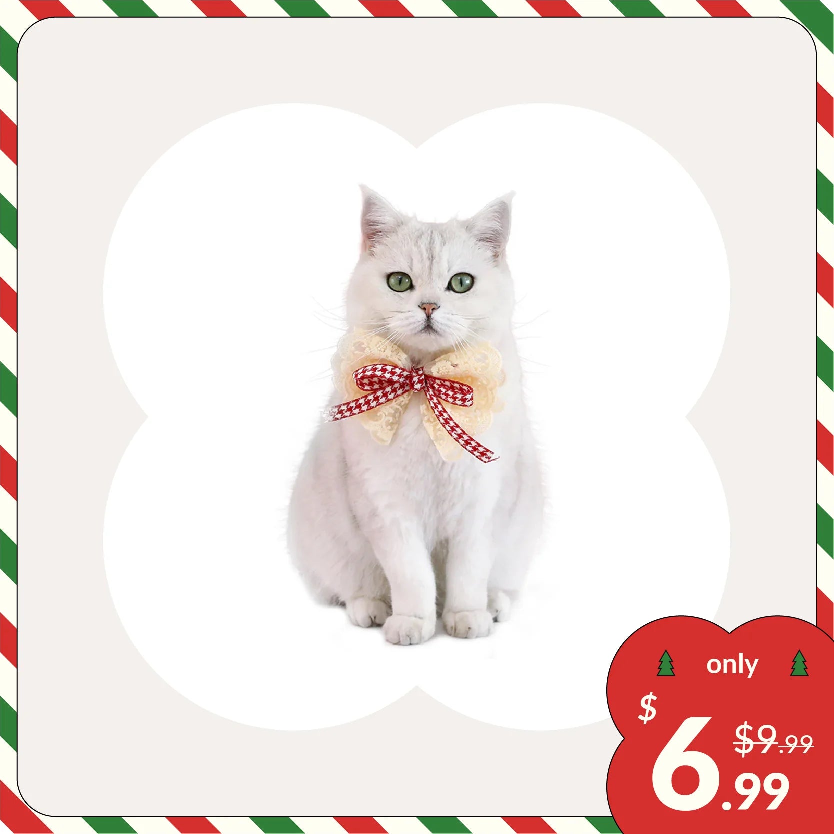 Astraltail Christmas Lace Bow Pet Collar