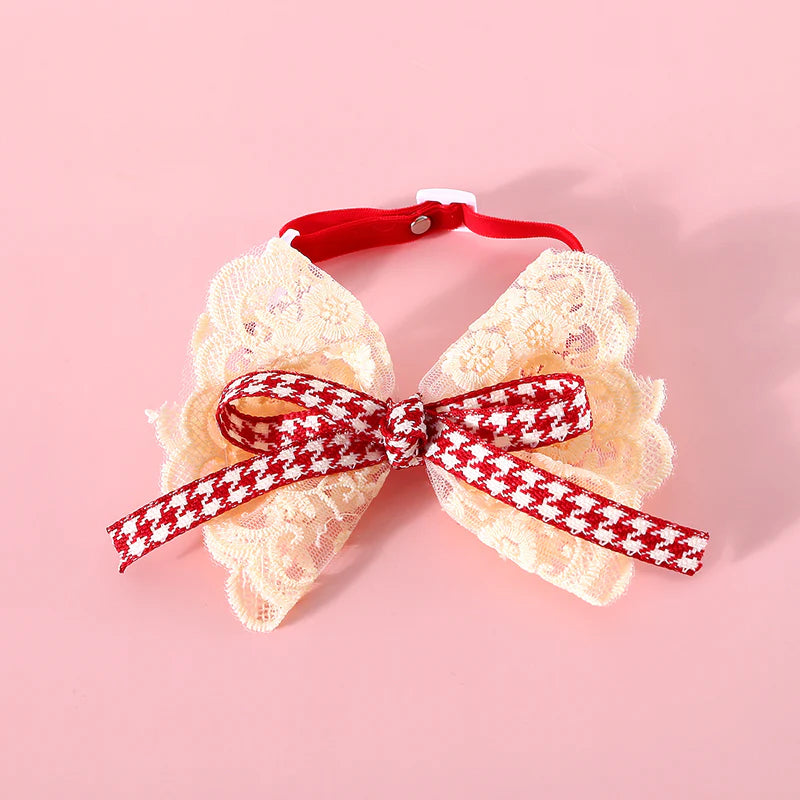 Astraltail Christmas Lace Bow Pet Collar