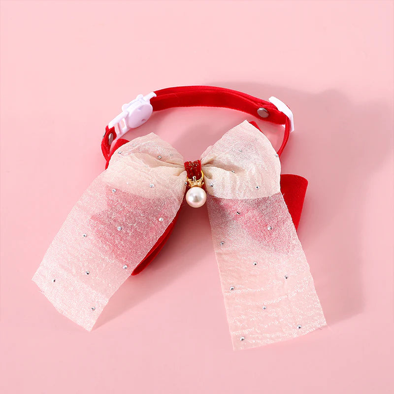 Astraltail Christmas Lace Bow Pet Collar