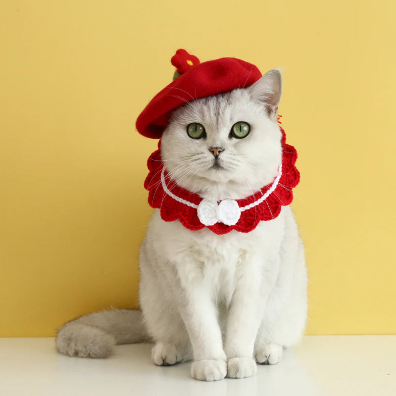 Astraltail Christmas Stylish Floral Cat Beret