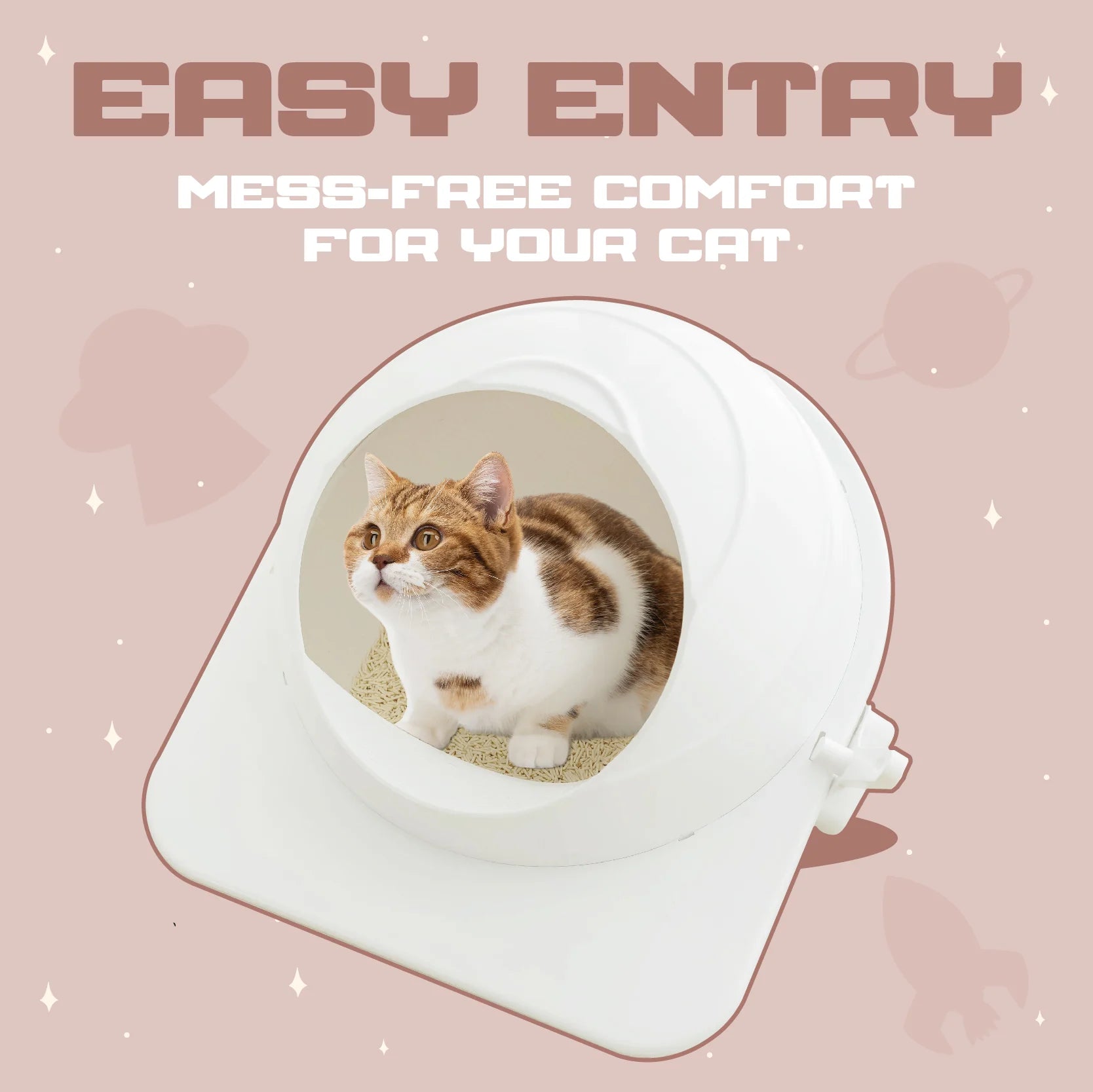 Astraltail Space Capsule Semi-Enclosed Cat Litter Box with Scoop